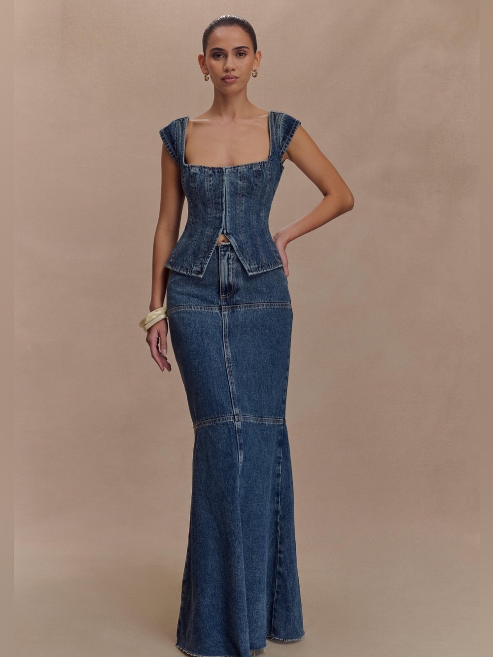 Denim SET Maxi skirt in Blue NWT